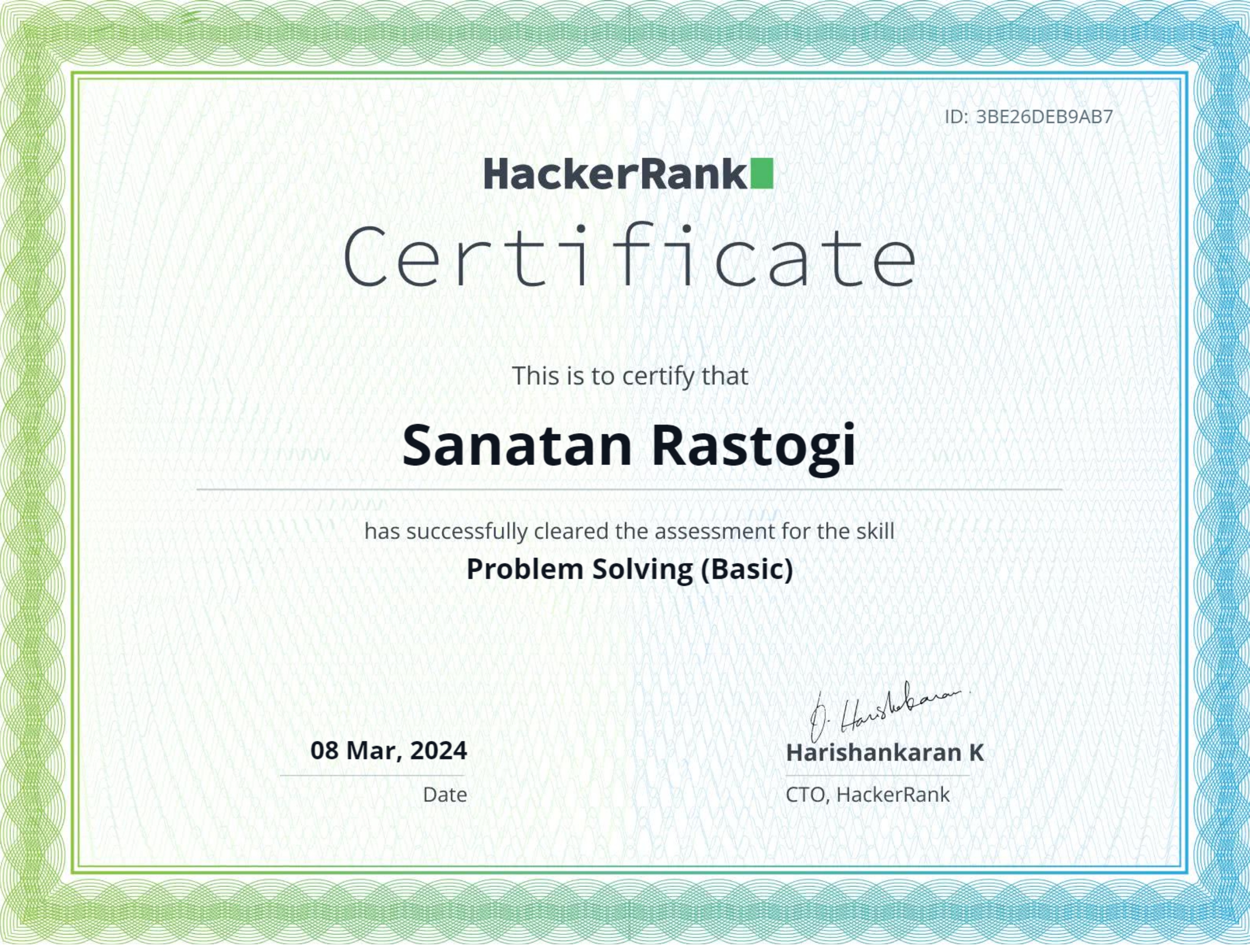 problem solving basic Certificate